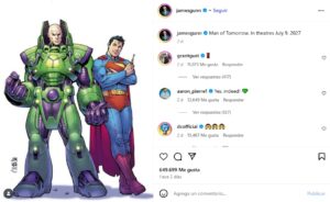 Captura de pantalla de la publicación de James Gunn en Instagram.